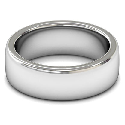 18ct White Gold 7mm Heavy Weight Cushion Court Wedding Ring