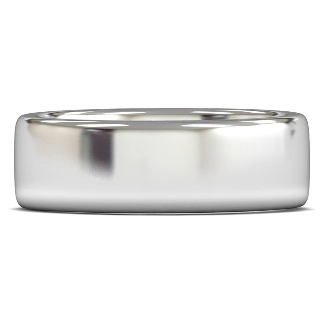 18ct White Gold 7mm Heavy Weight Cushion Court Wedding Ring