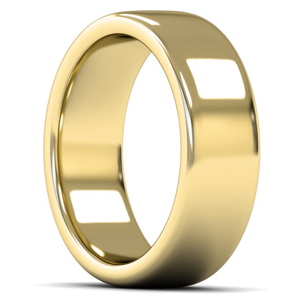18ct Yellow Gold 7mm Heavy Weight Cushion Court Wedding Ring