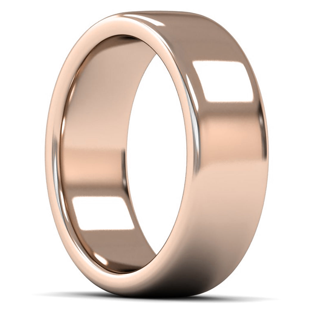 9ct Rose Gold 7mm Heavy Weight Cushion Court Wedding Ring