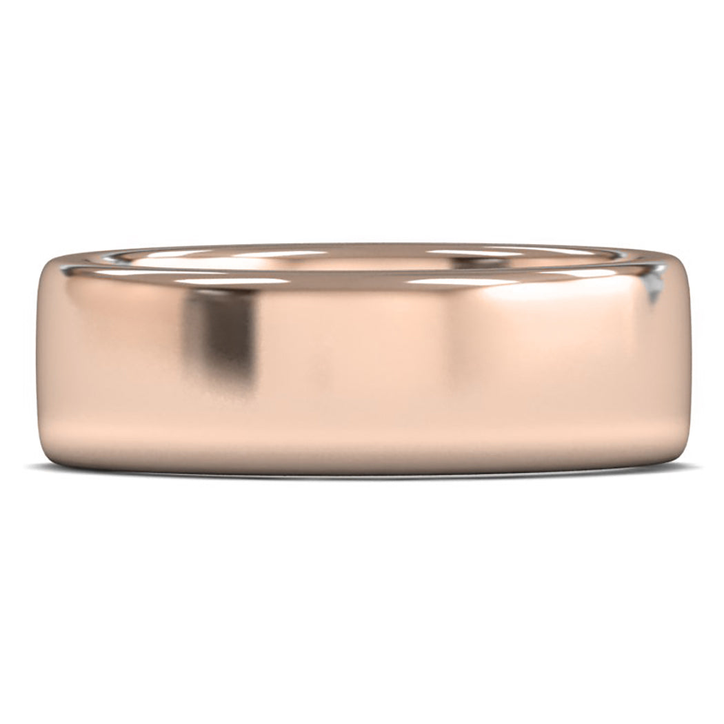 9ct Rose Gold 7mm Heavy Weight Cushion Court Wedding Ring