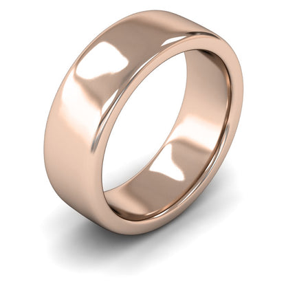 9ct Rose Gold 7mm Heavy Weight Cushion Court Wedding Ring