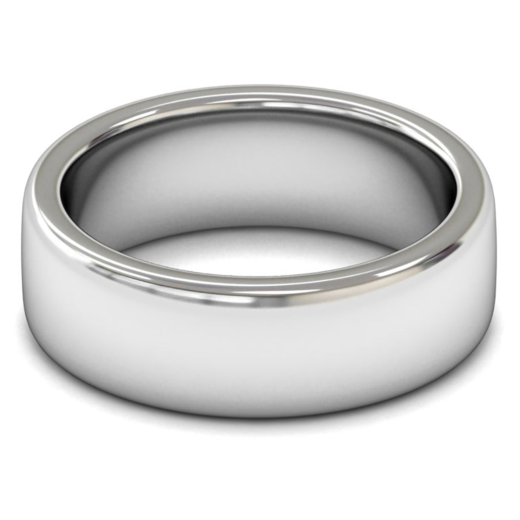 9ct White Gold 7mm Heavy Weight Cushion Court Wedding Ring