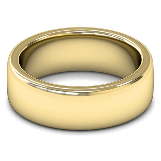 9ct Yellow Gold 7mm Heavy Weight Cushion Court Wedding Ring