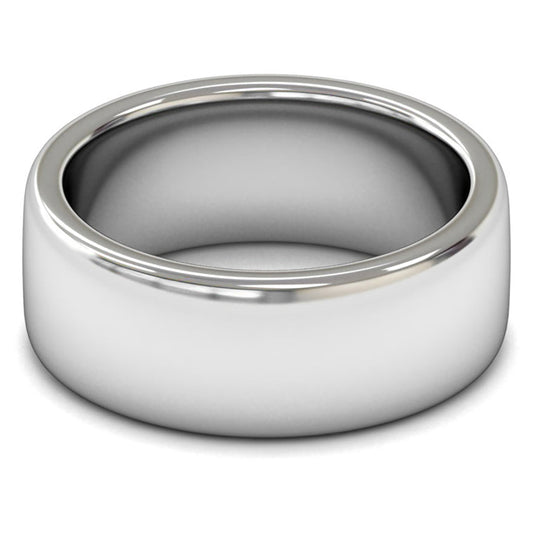 14ct White Gold 8mm Heavy Weight Cushion Court Wedding Ring
