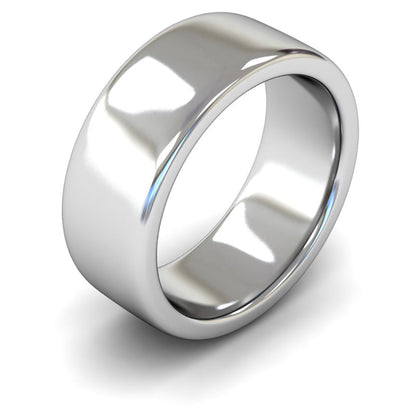 14ct White Gold 8mm Heavy Weight Cushion Court Wedding Ring
