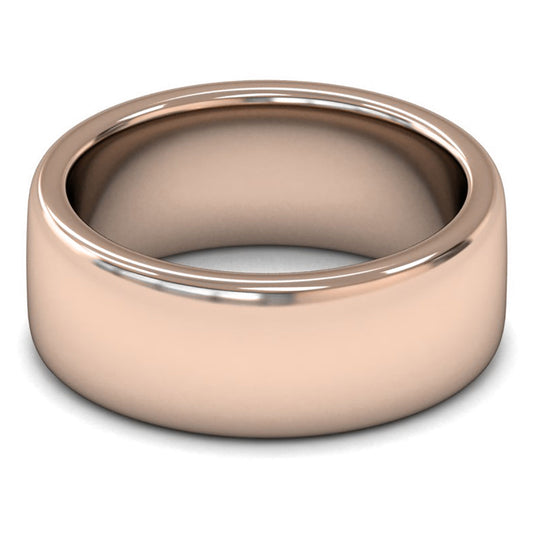 18ct Rose Fairtrade Gold 8mm Heavy Weight Cushion Court Wedding Ring