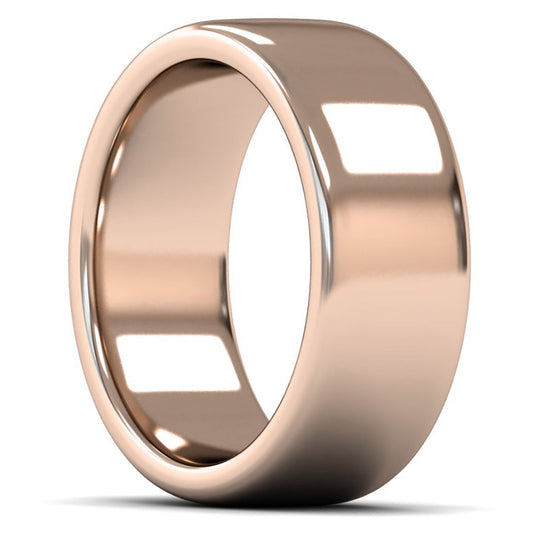 18ct Rose Fairtrade Gold 8mm Heavy Weight Cushion Court Wedding Ring