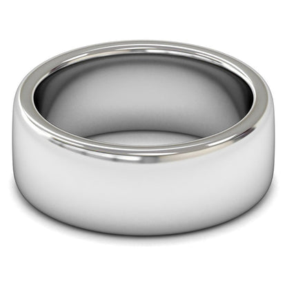 18ct White Fairtrade Gold 8mm Heavy Weight Cushion Court Wedding Ring