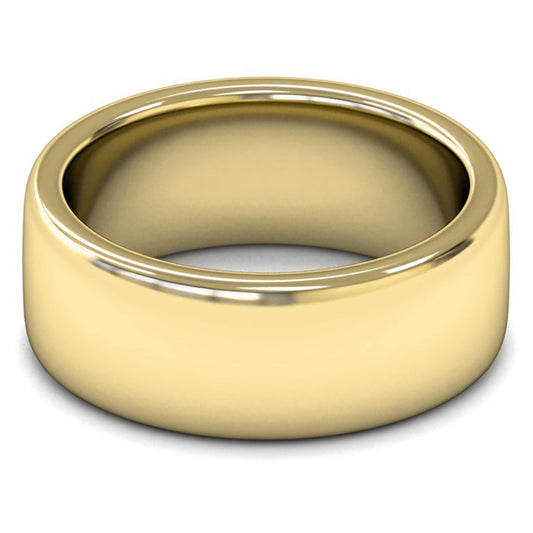 18ct Yellow Fairtrade Gold 8mm Heavy Weight Cushion Court Wedding Ring