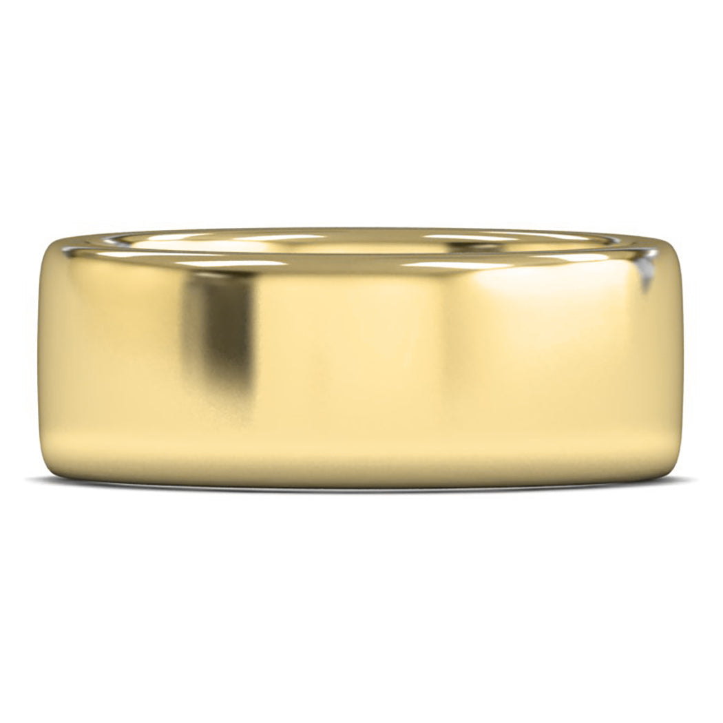 18ct Yellow Gold 8mm Heavy Weight Cushion Court Wedding Ring
