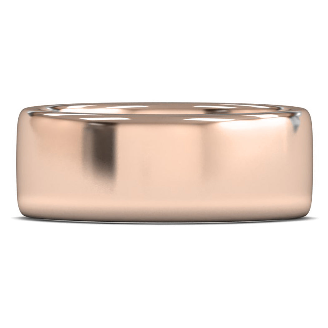 9ct Rose Fairtrade Gold 8mm Heavy Weight Cushion Court Wedding Ring