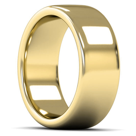 9ct Yellow Fairtrade Gold 8mm Heavy Weight Cushion Court Wedding Ring