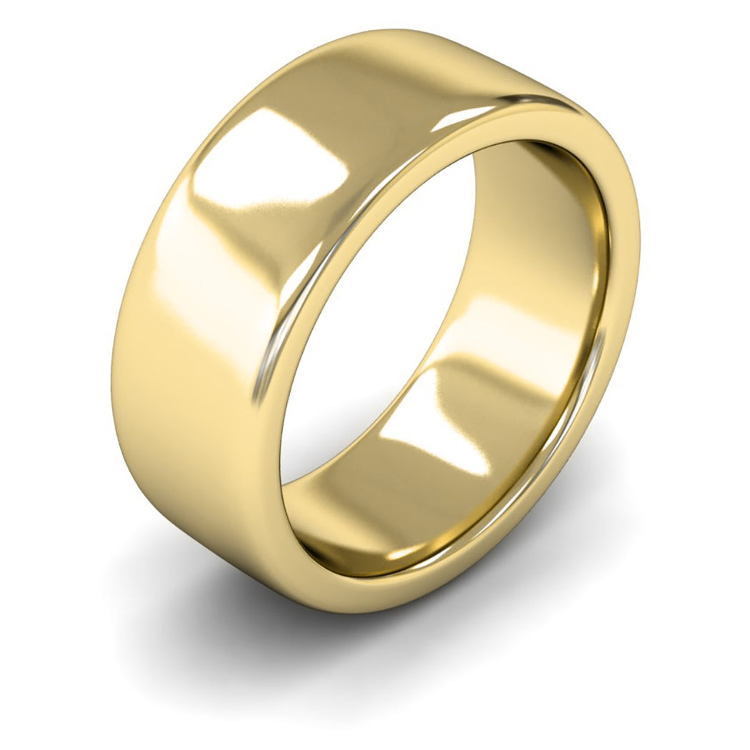 9ct Yellow Fairtrade Gold 8mm Heavy Weight Cushion Court Wedding Ring