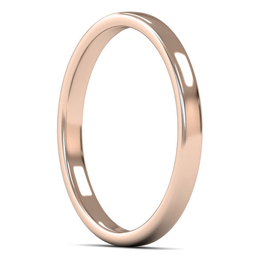 14ct Rose Gold 2mm Light Weight Cushion Court Wedding Ring
