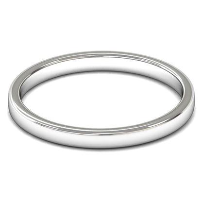 14ct White Fairtrade Gold 2mm Light Weight Cushion Court Wedding Ring