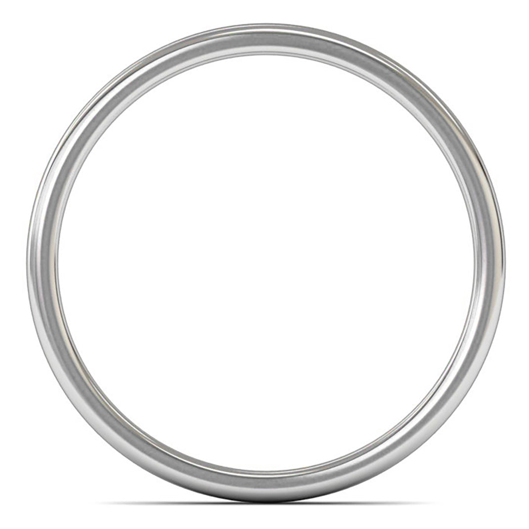 14ct White Gold 2mm Light Weight Cushion Court Wedding Ring