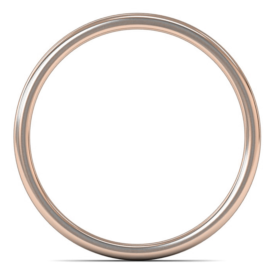 18ct Rose Fairtrade Gold 2mm Light Weight Cushion Court Wedding Ring