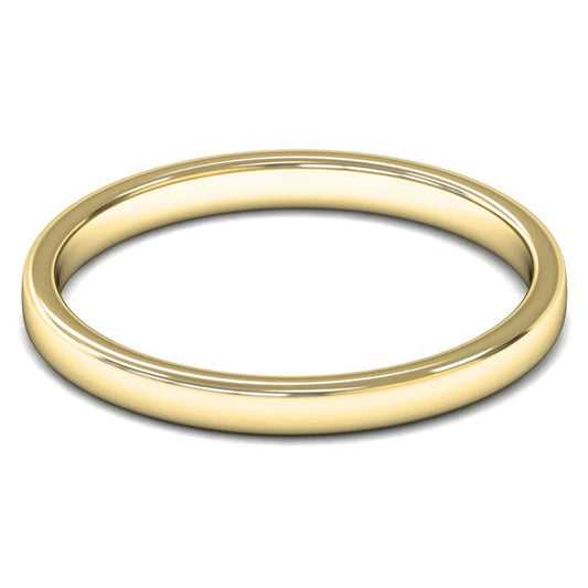 18ct Yellow Fairtrade Gold 2mm Light Weight Cushion Court Wedding Ring