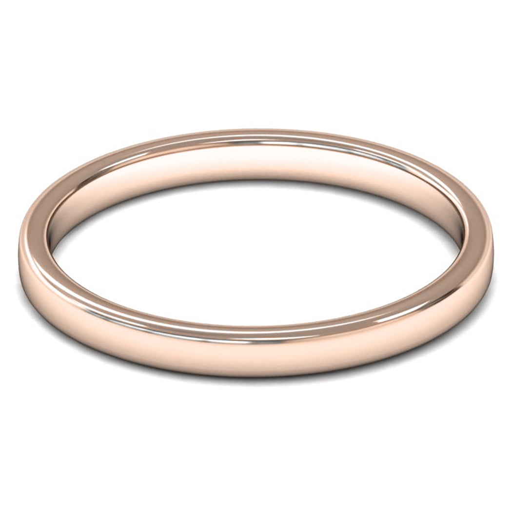 9ct Rose Gold 2mm Light Weight Cushion Court Wedding Ring