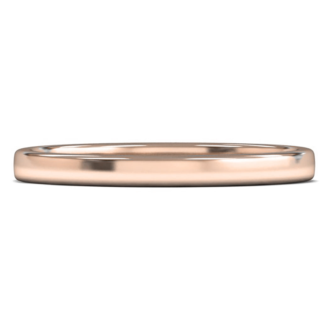 9ct Rose Gold 2mm Light Weight Cushion Court Wedding Ring