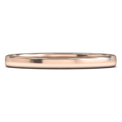 9ct Rose Gold 2mm Light Weight Cushion Court Wedding Ring