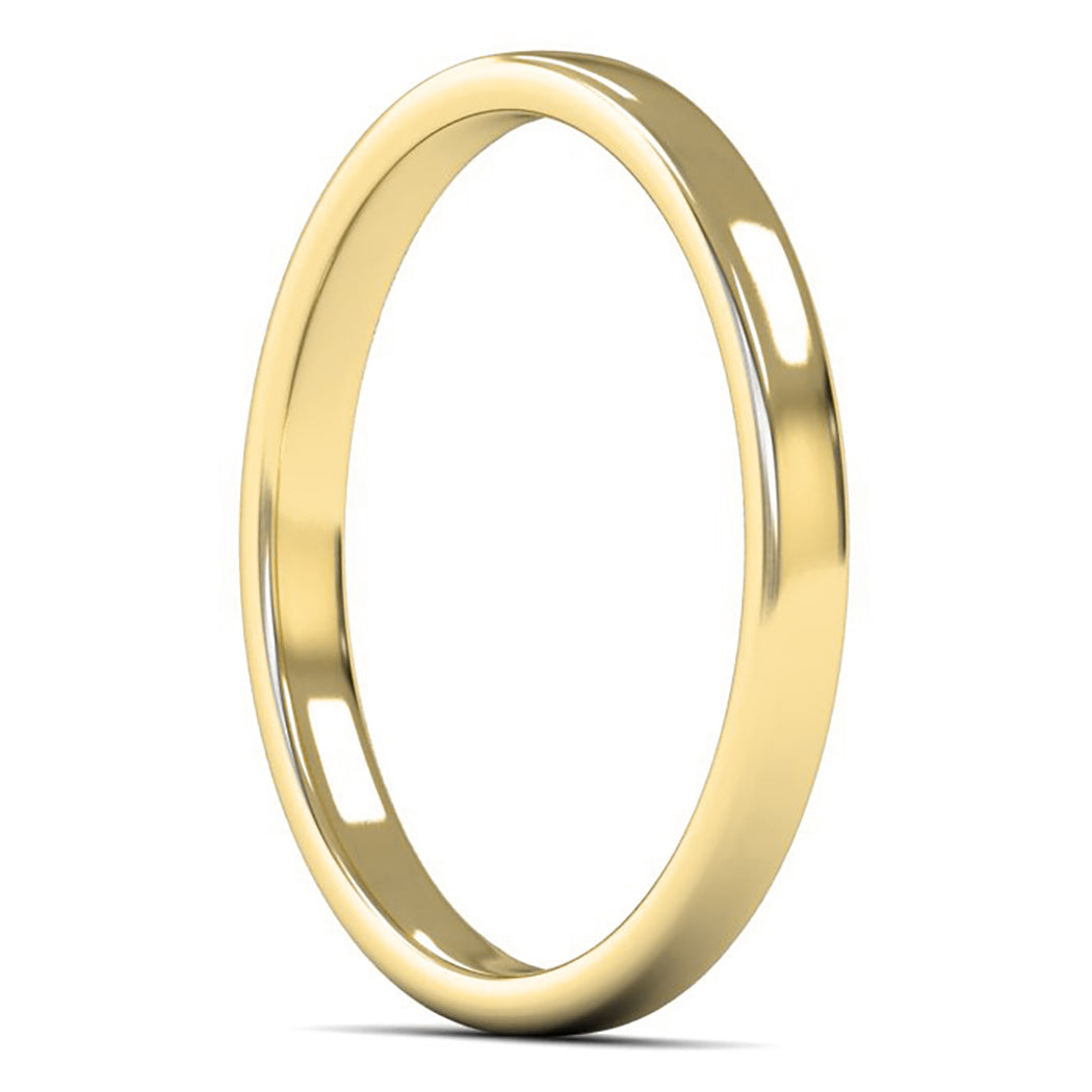 9ct Yellow Gold 2mm Light Weight Cushion Court Wedding Ring