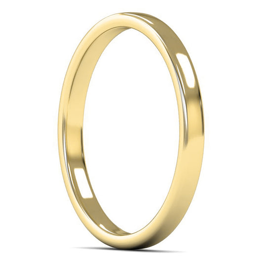 9ct Yellow Fairtrade Gold 2mm Light Weight Cushion Court Wedding Ring