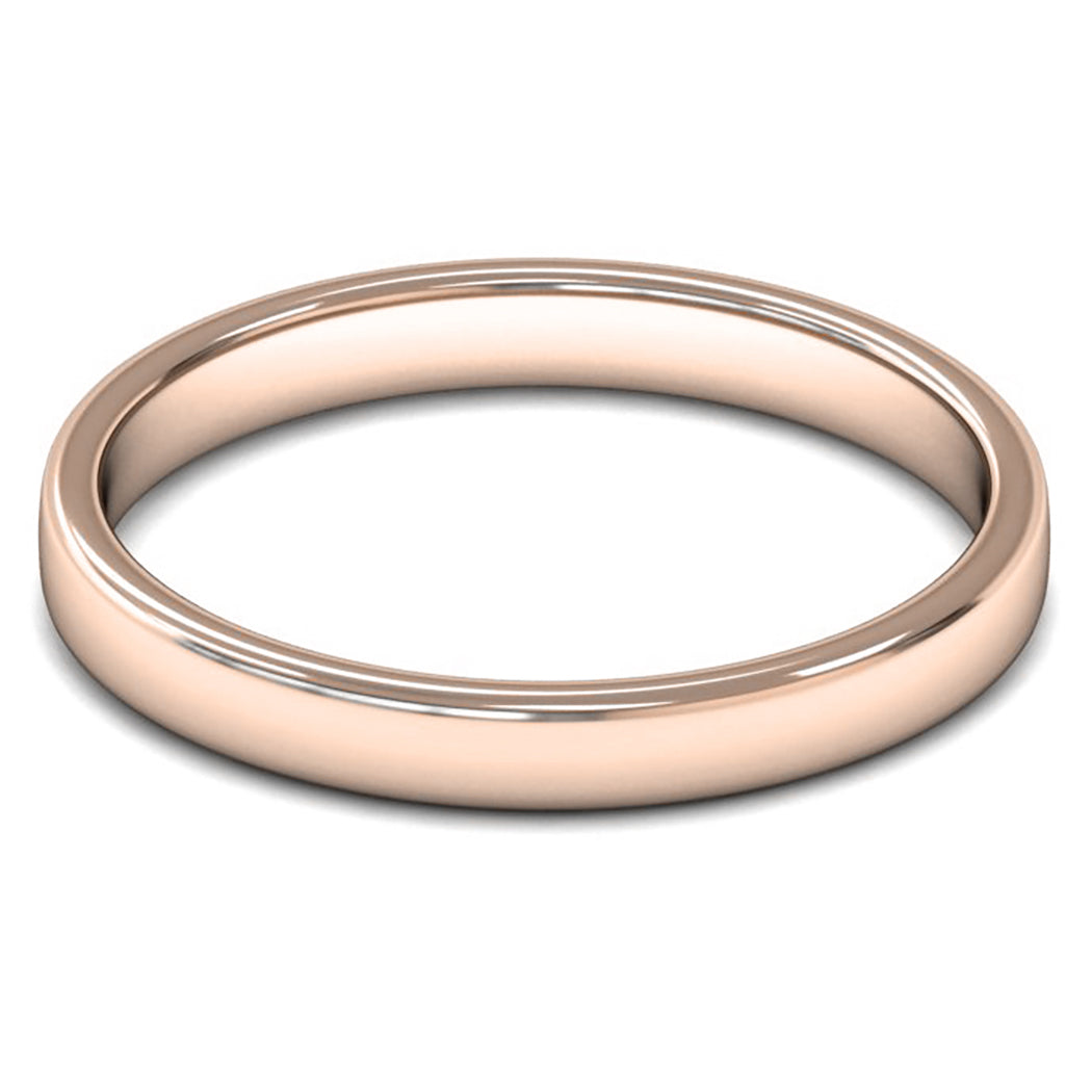 14ct Rose Fairtrade Gold 2.5mm Light Weight Cushion Court Wedding Ring