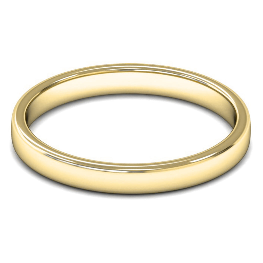14ct Yellow Fairtrade Gold 2.5mm Light Weight Cushion Court Wedding Ring