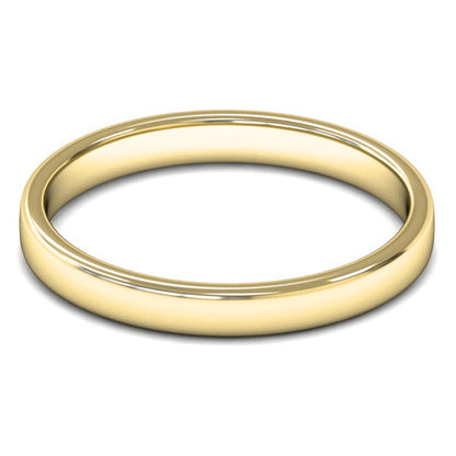 14ct Yellow Fairtrade Gold 2.5mm Light Weight Cushion Court Wedding Ring