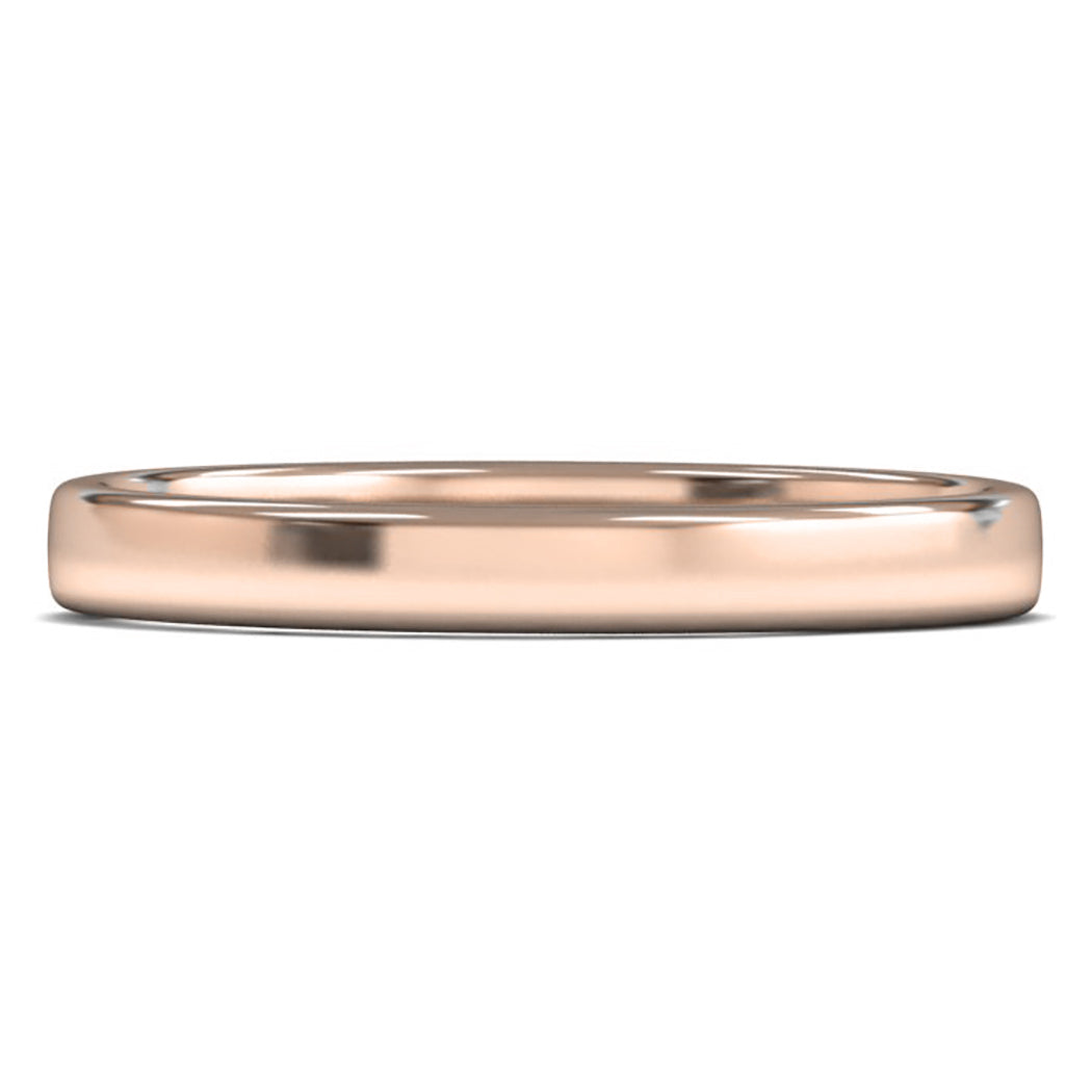 18ct Rose Fairtrade Gold 2.5mm Light Weight Cushion Court Wedding Ring