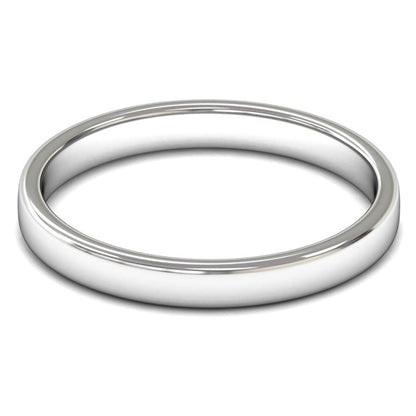 18ct White Fairtrade Gold 2.5mm Light Weight Cushion Court Wedding Ring
