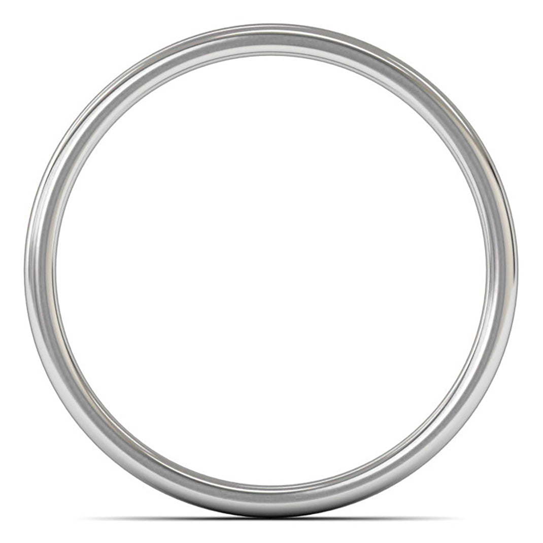 18ct White Fairtrade Gold 2.5mm Light Weight Cushion Court Wedding Ring