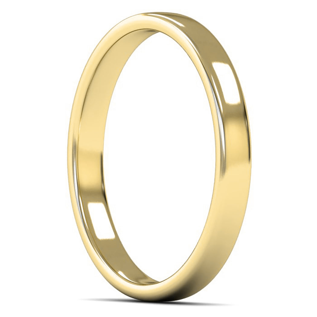 18ct Yellow Gold 2.5mm Light Weight Cushion Court Wedding Ring