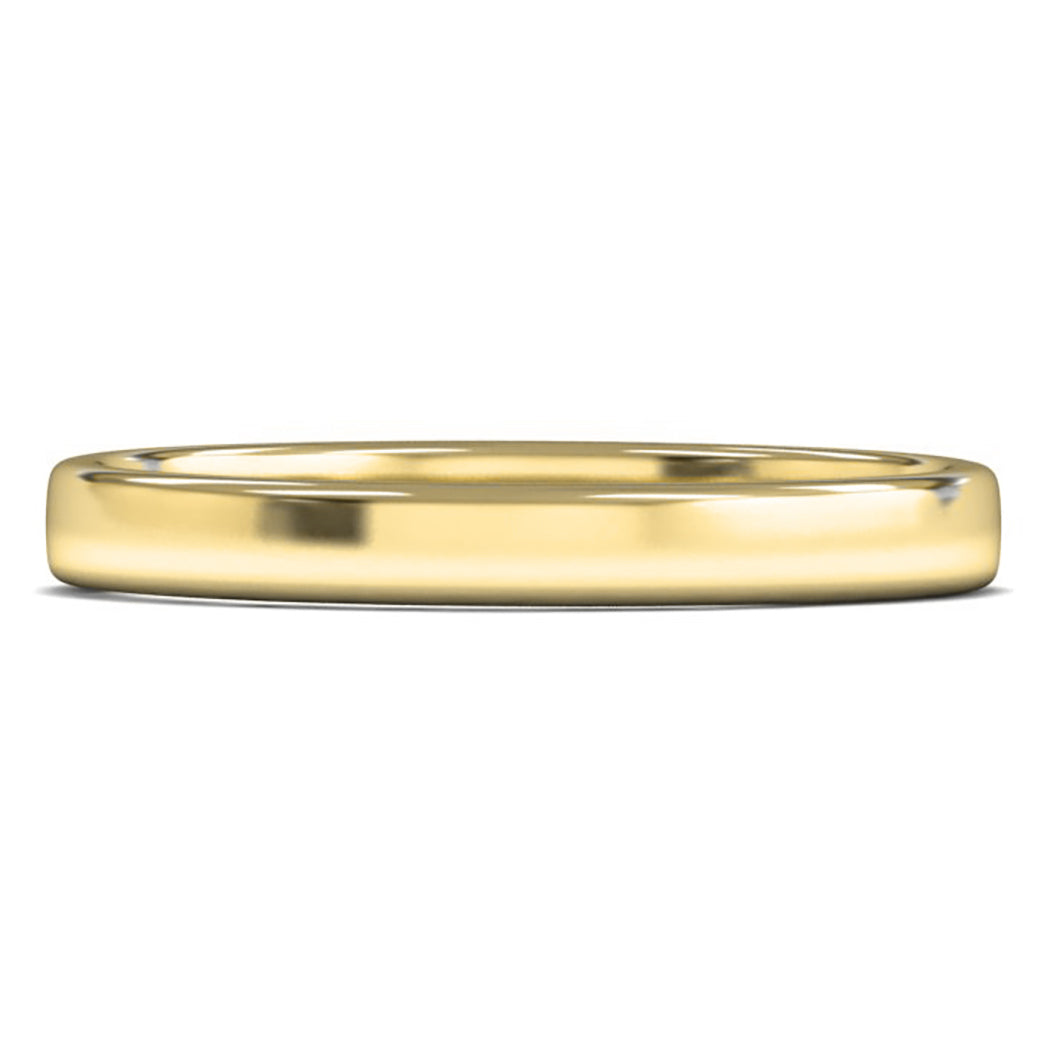 18ct Yellow Fairtrade Gold 2.5mm Light Weight Cushion Court Wedding Ring