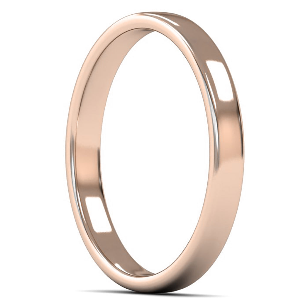 9ct Rose Gold 2.5mm Light Weight Cushion Court Wedding Ring