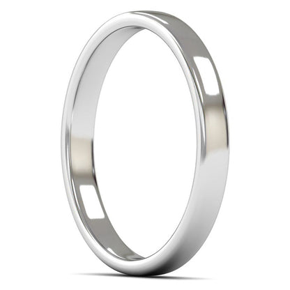 9ct White Gold 2.5mm Light Weight Cushion Court Wedding Ring