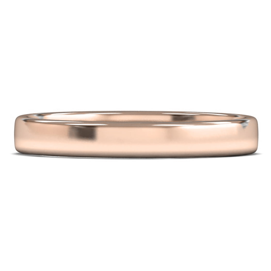 14ct Rose Fairtrade Gold 3mm Light Weight Cushion Court Wedding Ring