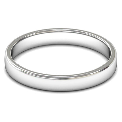 18ct White Fairtrade Gold 3mm Light Weight Cushion Court Wedding Ring