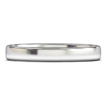 18ct White Fairtrade Gold 3mm Light Weight Cushion Court Wedding Ring