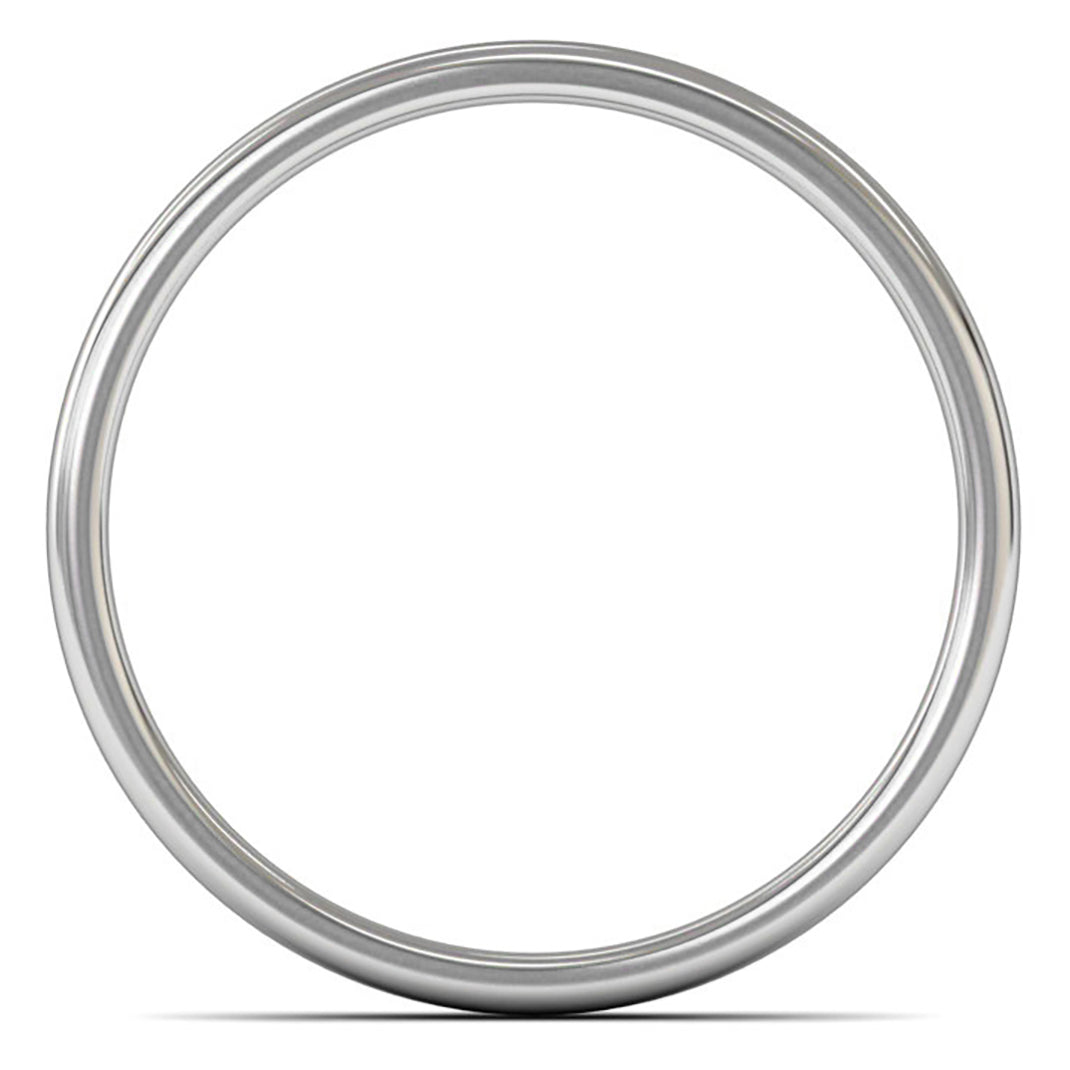 18ct White Fairtrade Gold 3mm Light Weight Cushion Court Wedding Ring