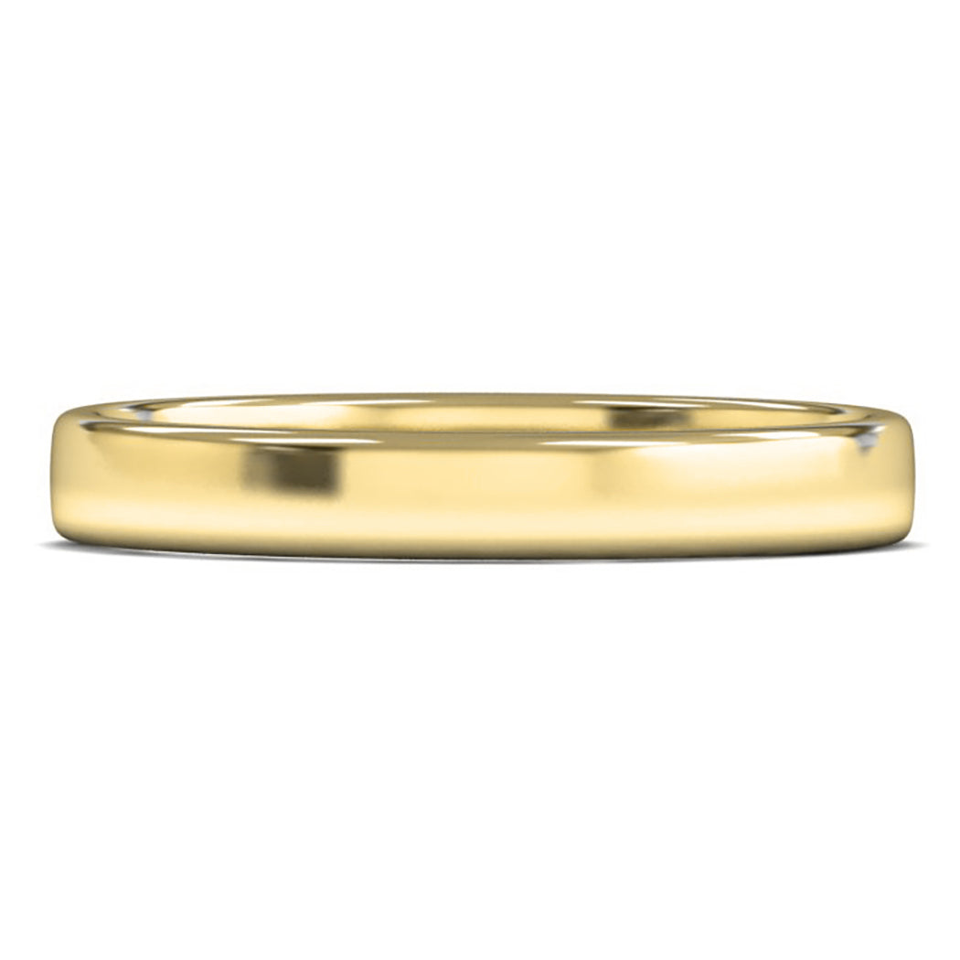9ct Yellow Fairtrade Gold 3mm Light Weight Cushion Court Wedding Ring