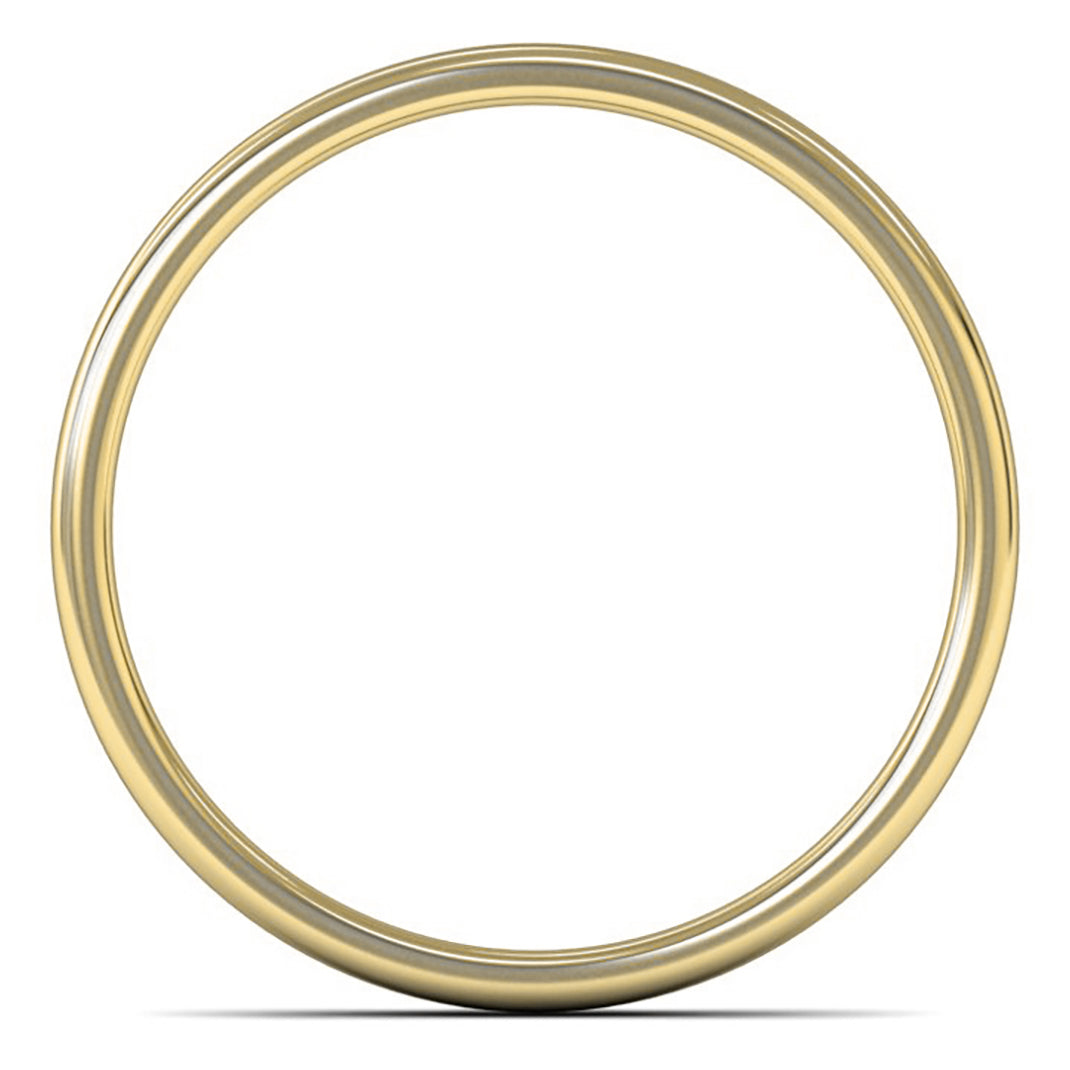 9ct Yellow Fairtrade Gold 3mm Light Weight Cushion Court Wedding Ring