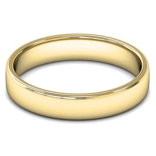 14ct Yellow Fairtrade Gold 4mm Light Weight Cushion Court Wedding Ring