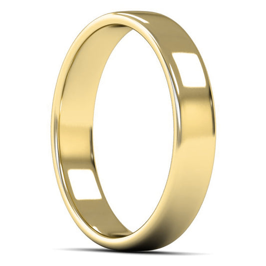 14ct Yellow Fairtrade Gold 4mm Light Weight Cushion Court Wedding Ring
