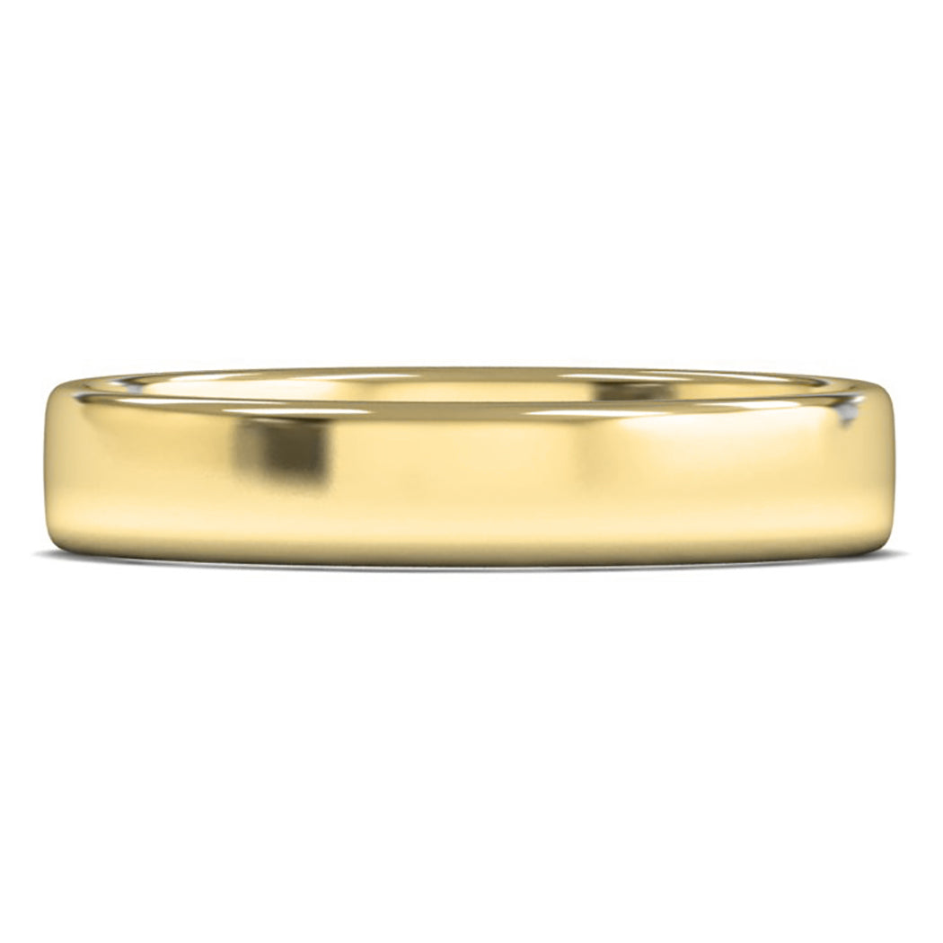 14ct Yellow Gold 4mm Light Weight Cushion Court Wedding Ring