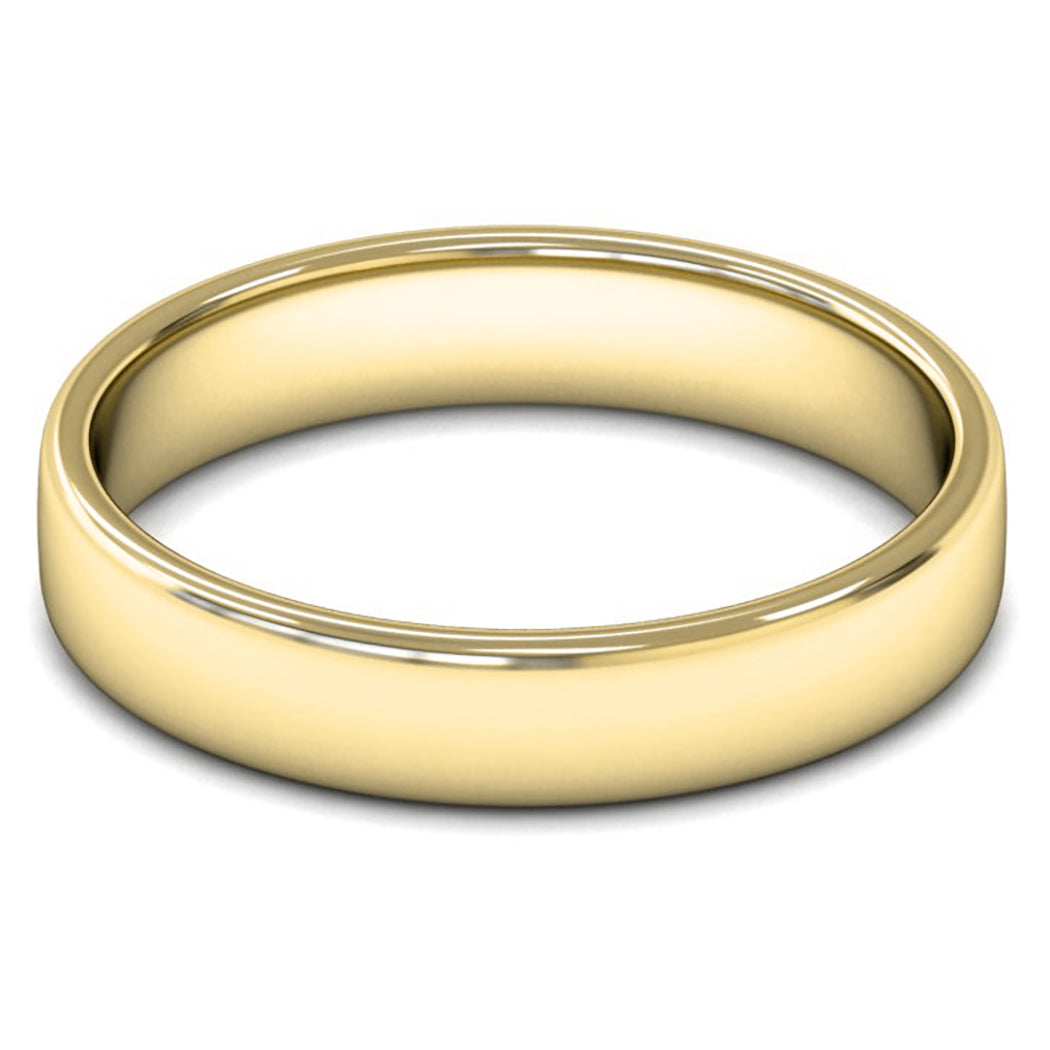 18ct Yellow Gold 4mm Light Weight Cushion Court Wedding Ring
