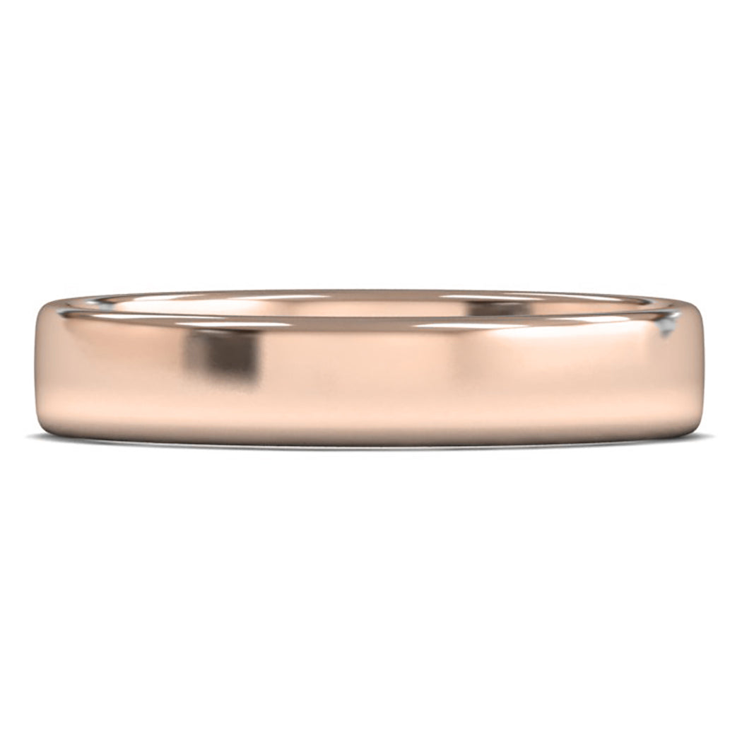 9ct Rose Gold 4mm Light Weight Cushion Court Wedding Ring