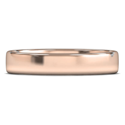 9ct Rose Gold 4mm Light Weight Cushion Court Wedding Ring
